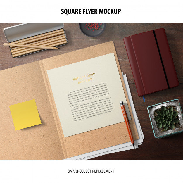 Free Square Flyer Mockup Psd