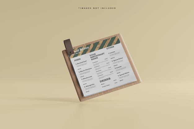 Free Square Food Menu On A Wooden Board Mockup Psd