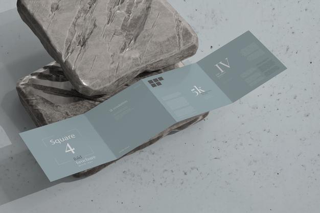 Free Square Four Fold Brochure Mockup Psd