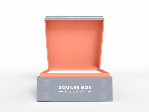 Free Square Gift Box With Cover Mockup Psd