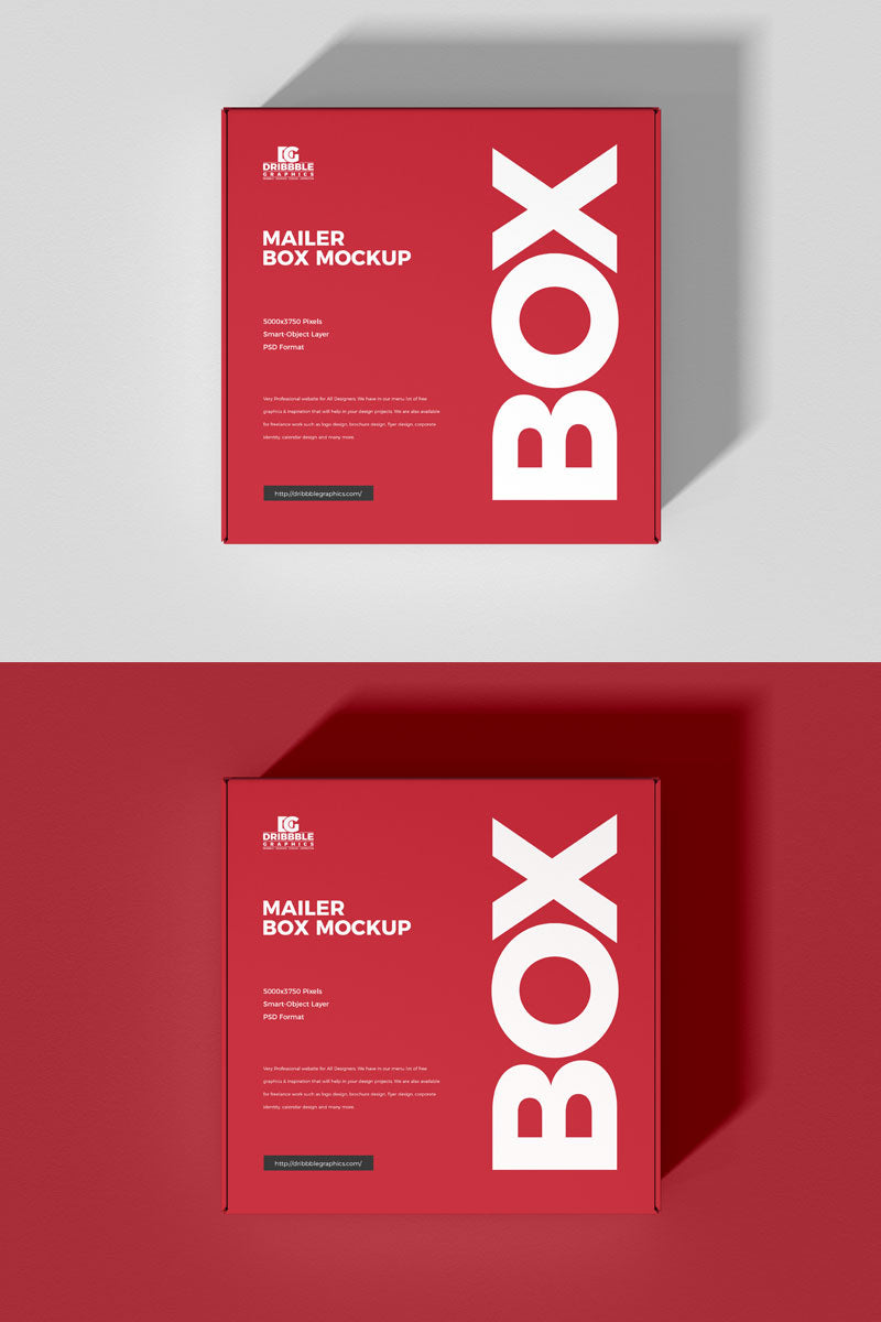 Free Square Mailing Box Mockup