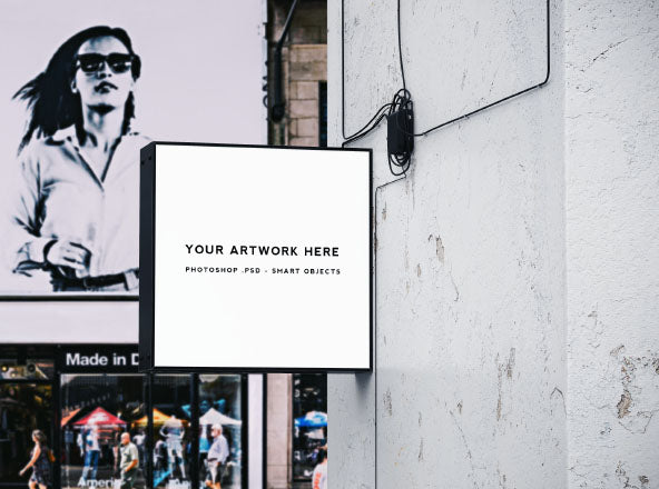 Free Square Shop Sign Mockup