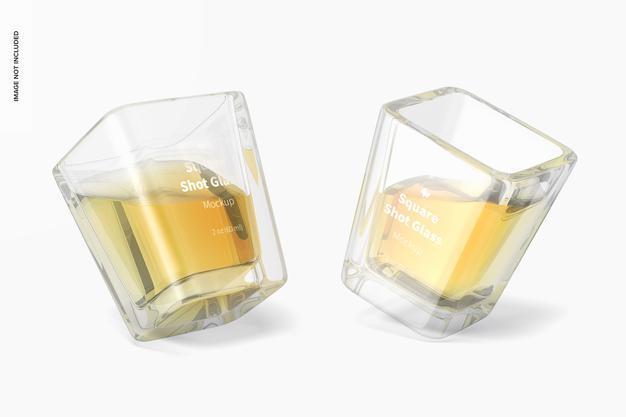 Free Square Shot Glasses Mockup, Leaned Psd