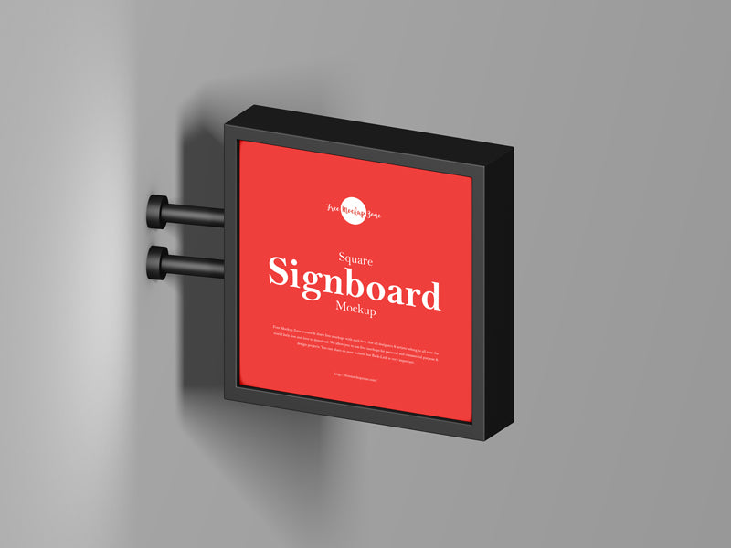 Free Square Signboard Mockup