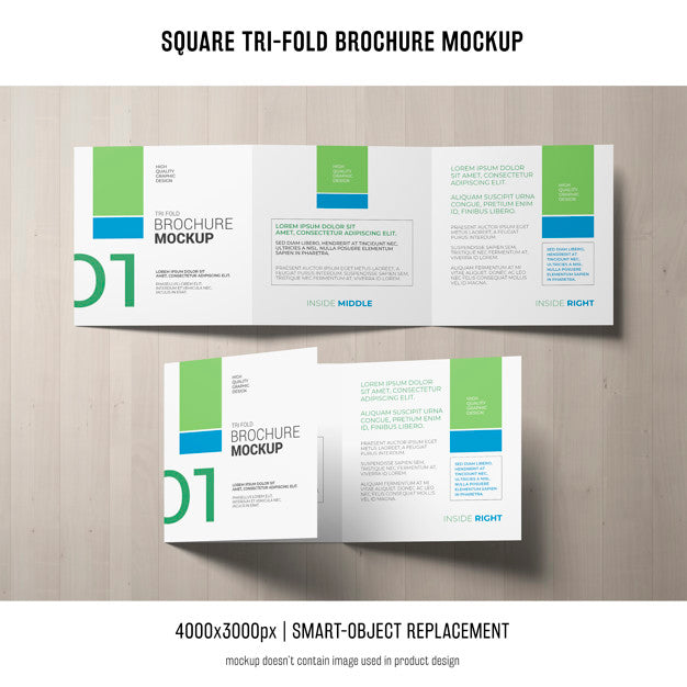 Free Square Tri-Fold Brochure Mockup Psd