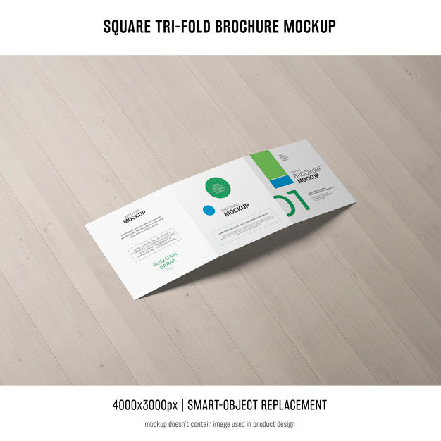 Free Square Tri-Fold Brochure Mockup Psd