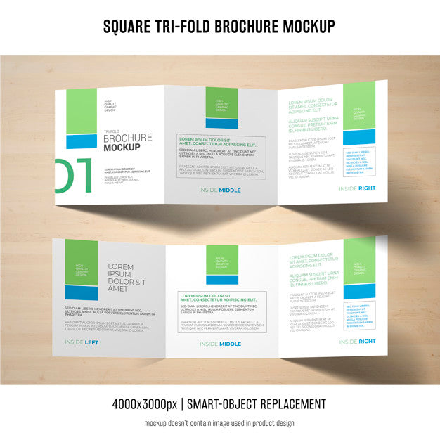 Free Square Tri-Fold Brochure Mockup Psd