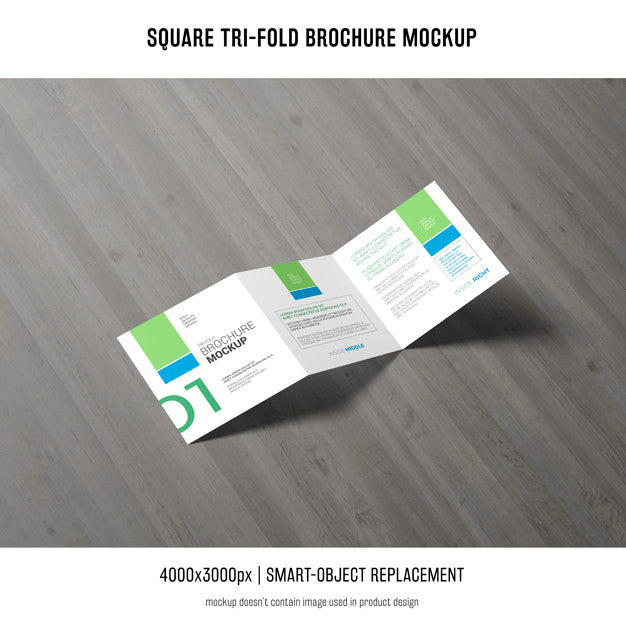 Free Square Tri-Fold Brochure Mockup Psd