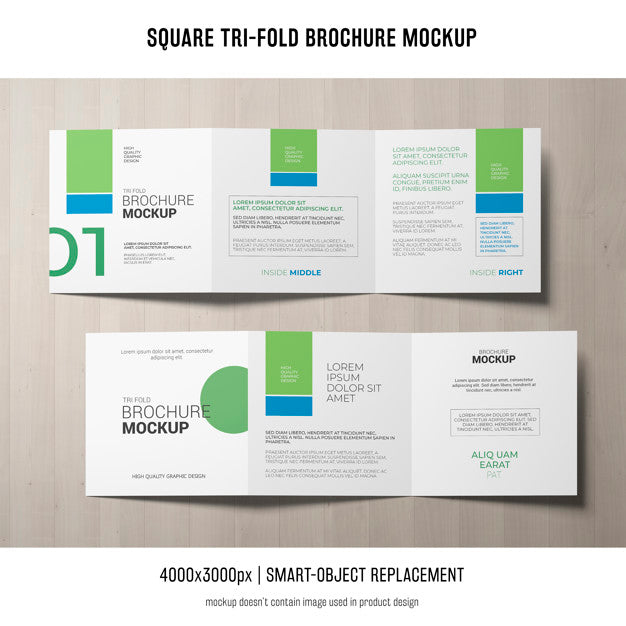 Free Square Tri-Fold Brochure Mockup Psd