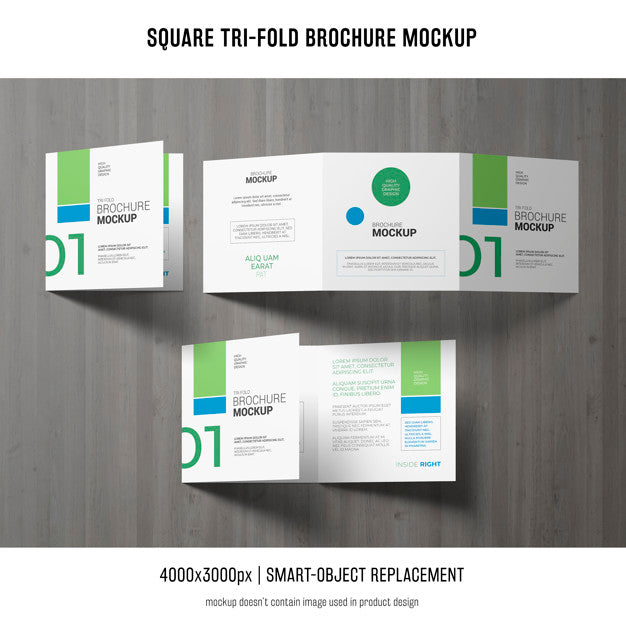 Free Square Tri-Fold Brochure Mockup Psd