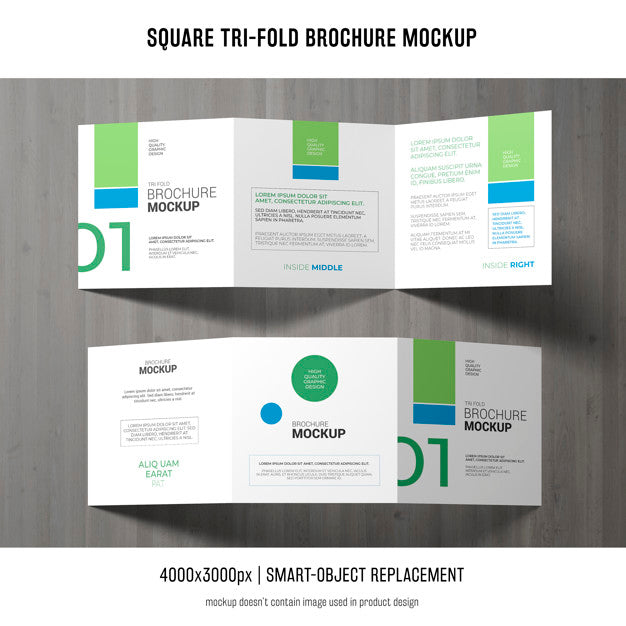 Free Square Tri-Fold Brochure Mockup Psd