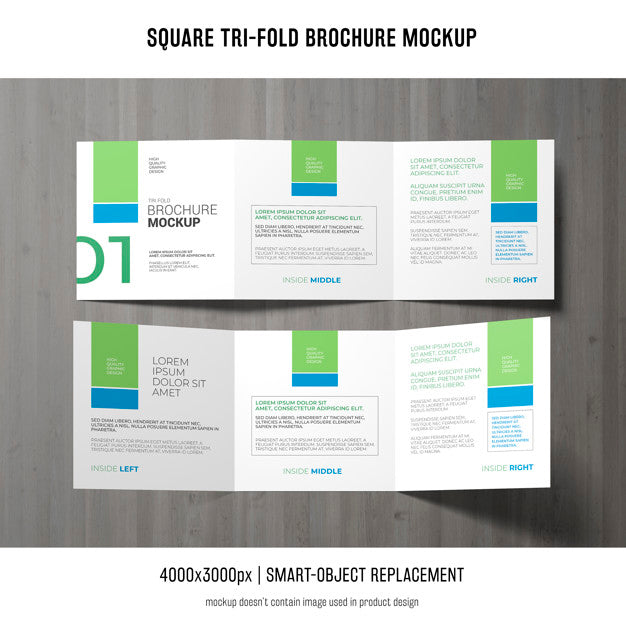 Free Square Tri-Fold Brochure Mockup Psd