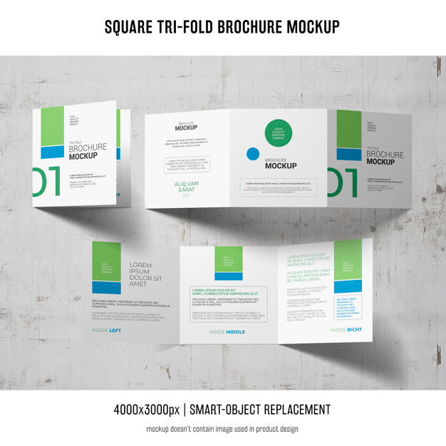 Free Square Tri-Fold Brochure Mockup Psd