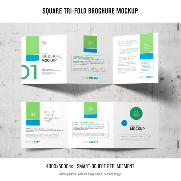 Free Square Tri-Fold Brochure Mockup Psd