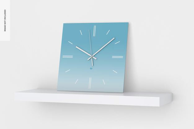 Free Square Wall Clock Mockup Psd