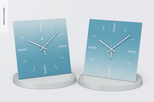 Free Square Wall Clocks Mockup Psd