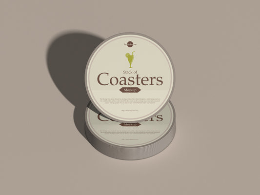 Free Stack Of Coasters Mockup