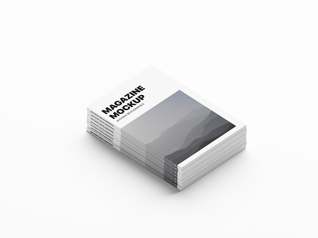 Free Stacked Magazines Mockup