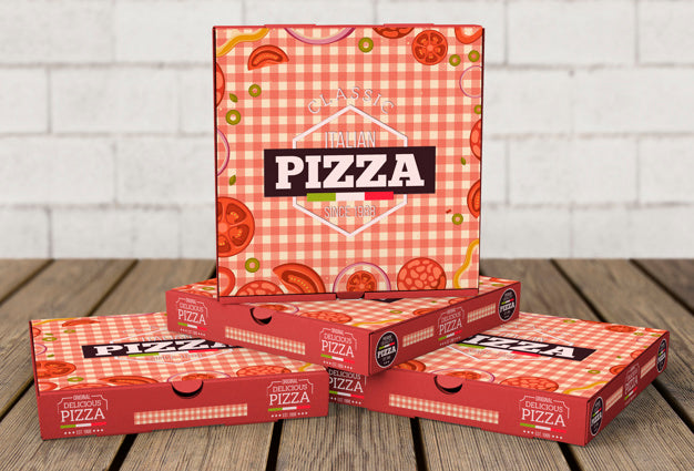 Free Stacked Pizza Boxes Mockup Psd