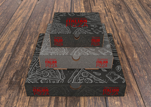 Free Stacked Pizza Boxes Mockup Psd