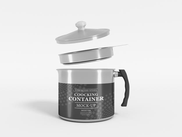 Free Stainless Steel Cocking Container Pot Mockup Psd