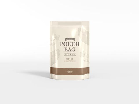 Free Stand Up Glossy Foil Pouch Bag Mockup Psd