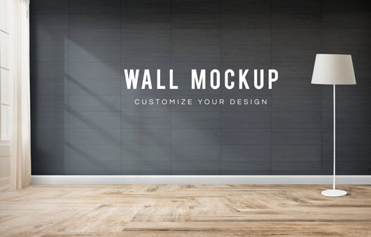 Free Standing Lamp In A Gray Room Psd
