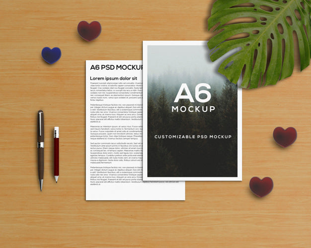 Free Stationery Concept With A6 Brochure Mockup Psd