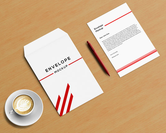 Free Stationery Concept With Envelope Mockup And Coffee Psd
