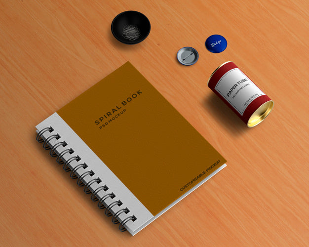 Free Stationery Concept With Spiral Book Mockup Psd