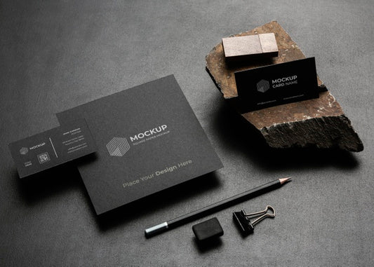 Free Stationery Mock-Up With Dark Rugged Rock Psd