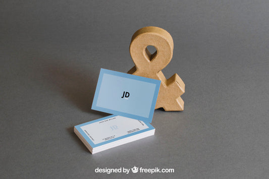 Free Stationery Mockup With Business Cards In Front Of Ampersand Psd