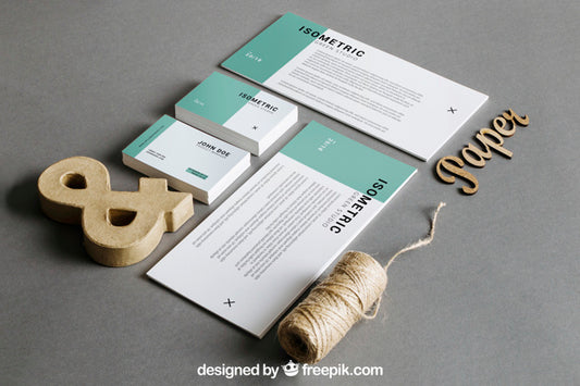 Free Stationery Mockup With Cord And Ampersand Psd