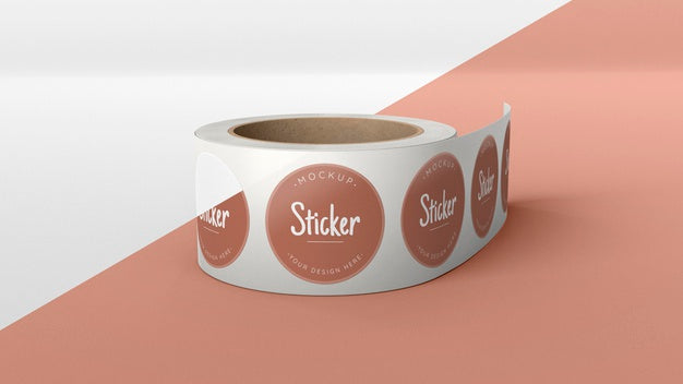 Free Sticker Roll Mock Up Psd