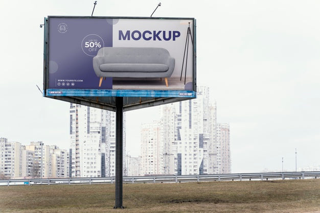 Free Street Billboard Display Mock-Up Outdoors Psd