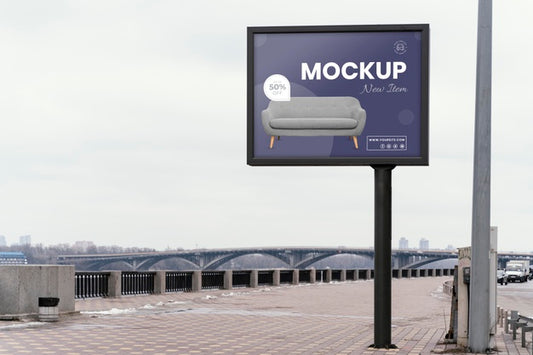 Free Street Billboard Display Mock-Up Outdoors Psd