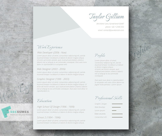 Free Modern Subtle Manager CV Resume Template in Minimal Style in Microsoft Word (DOC) Format