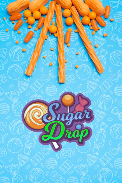 Free Sugar Drop With Arrangement Of Orange Candies Psd