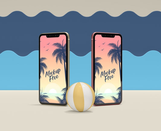 Free Summer Concept With Devices And Ball Psd