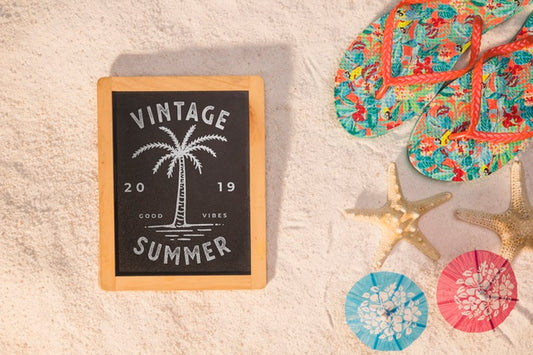 Free Summer Mockup With Colorful Sandals Psd