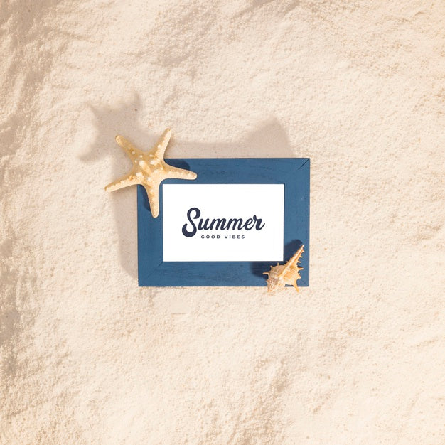 Free Summer Mockup With Marine Elements Psd