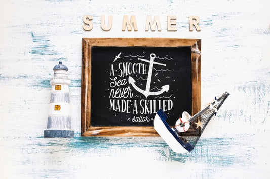 Free Summer Mockup With Slate Psd