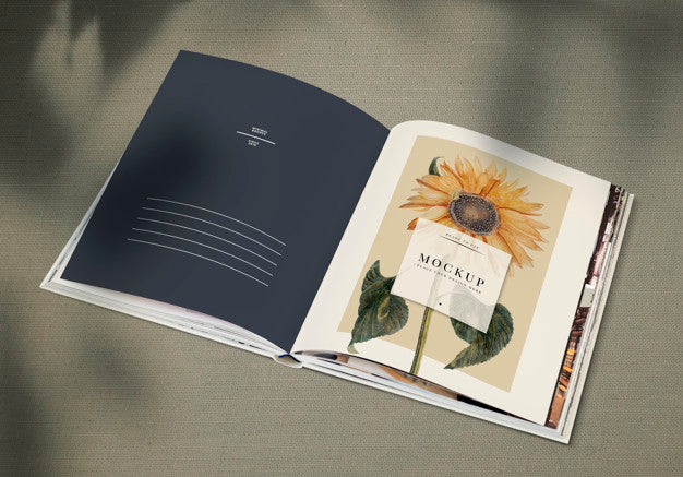 Free Sunflower On A Magazine Mockup Psd