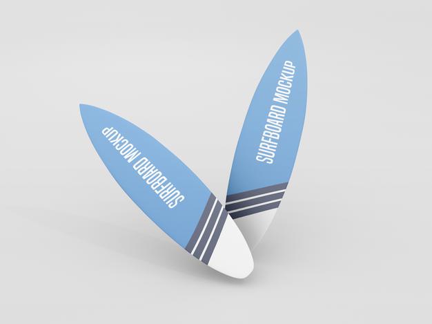 Free Surfboard Mockup Set On White Background Psd