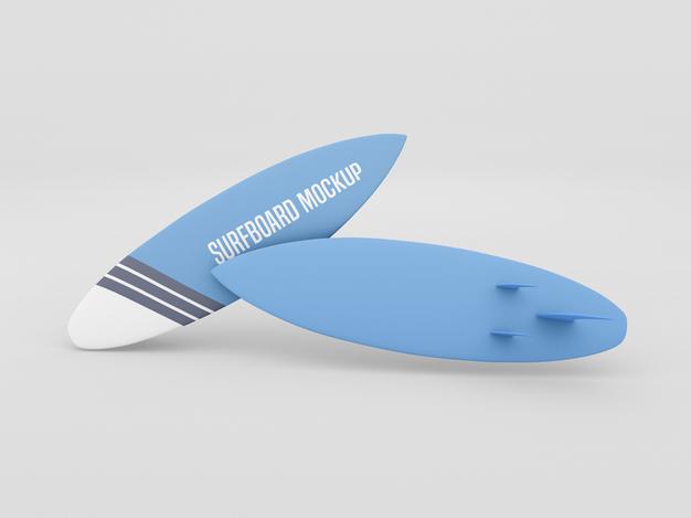 Free Surfboard Mockup Set On White Background Psd