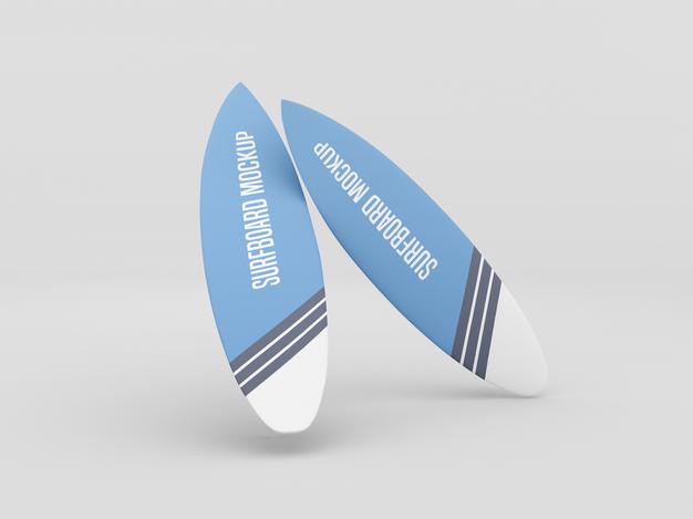 Free Surfboard Mockup Set On White Background Psd