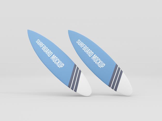 Free Surfboard Mockup Set On White Background Psd