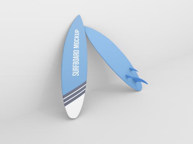 Free Surfboard Mockup Set On White Background Psd