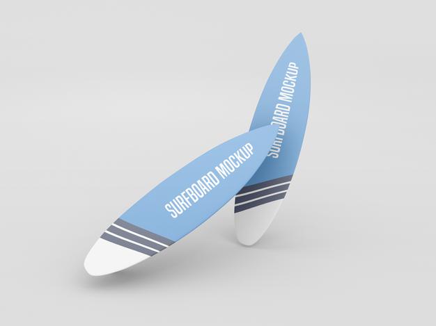 Free Surfboard Mockup Set On White Background Psd