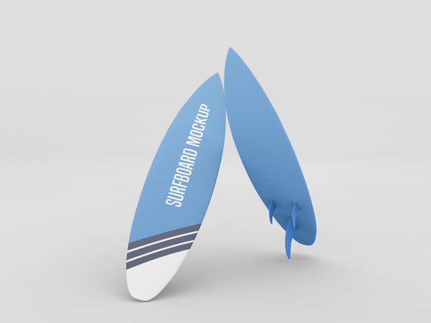 Free Surfboard Mockup Set On White Background Psd